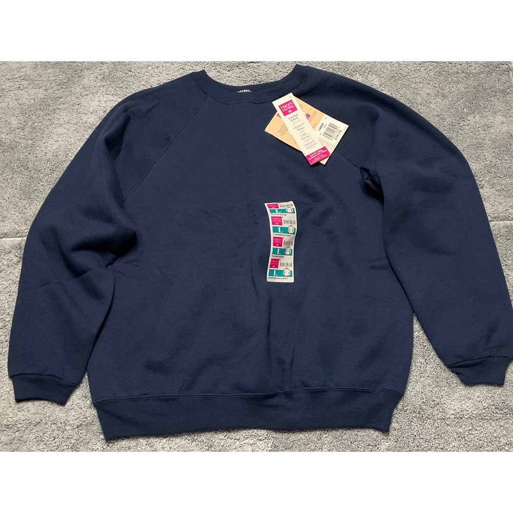 Vintage Hanes Her Way Navy Blue Crewneck Sweatshirt USA Made Large NWT